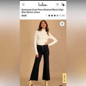 Eastcoast Crop Flare Washed Black High Rise Denim Jeans size 27 NWT